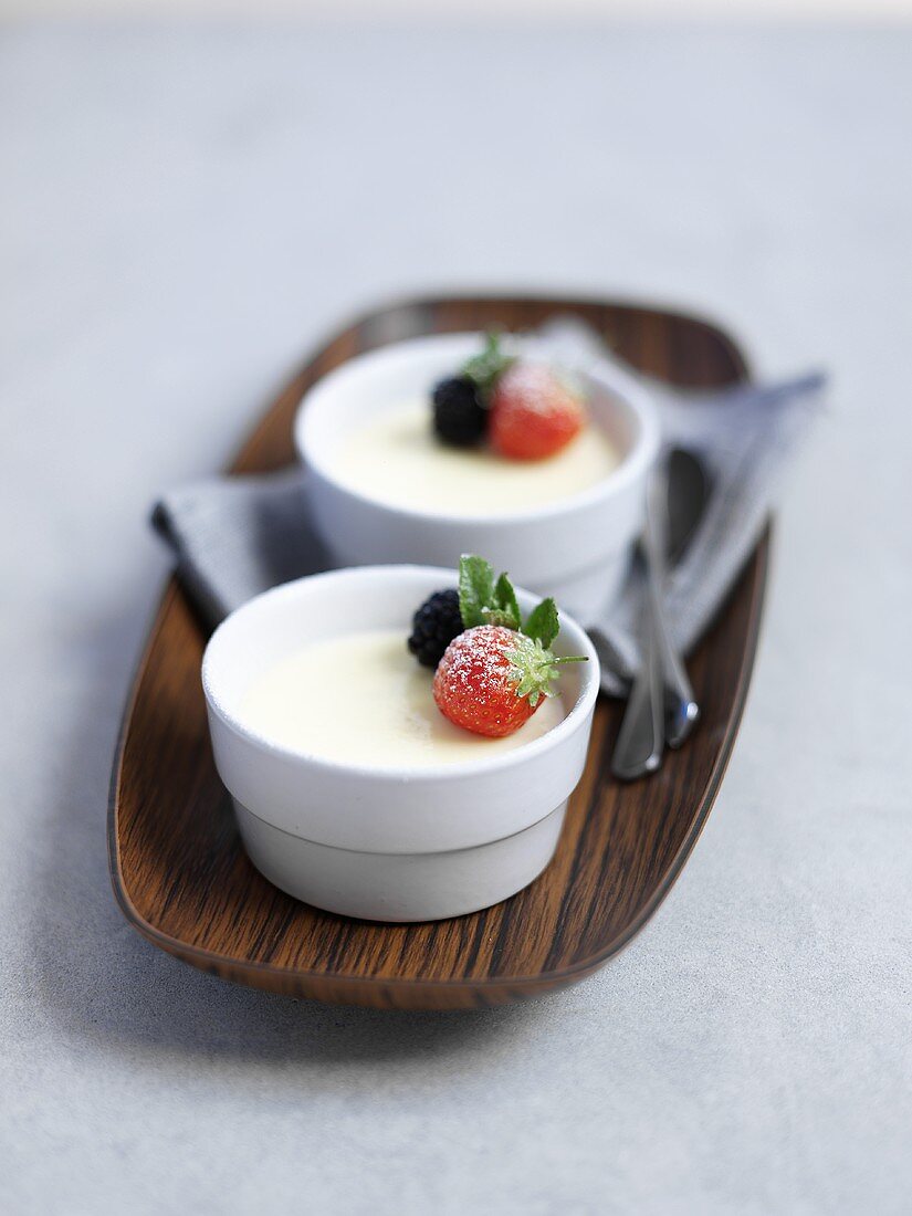 Lemon cream with berries