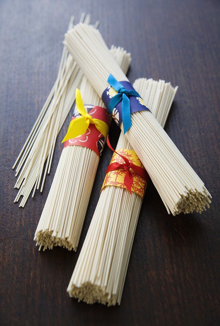 Japanese somen noodles wrapped with colorful paper