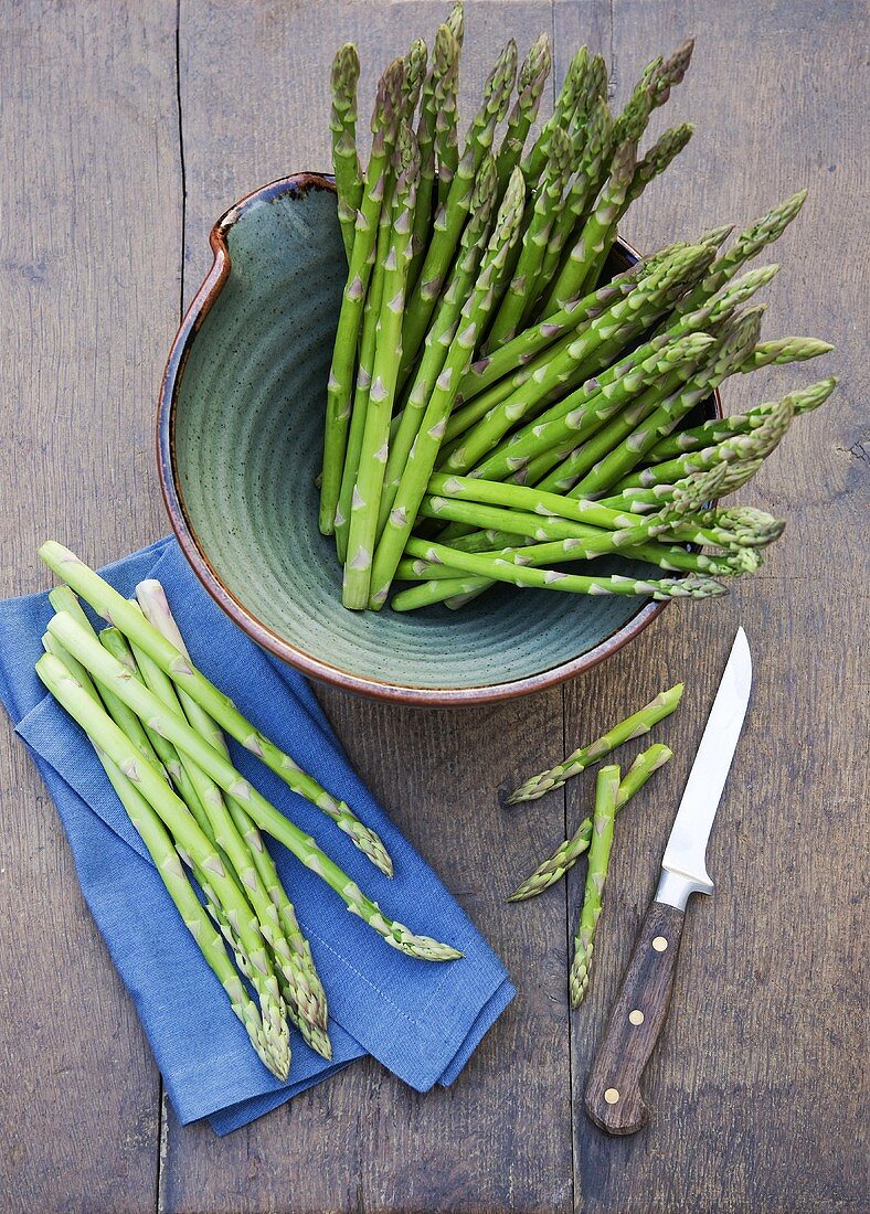 Still life with green asparagus