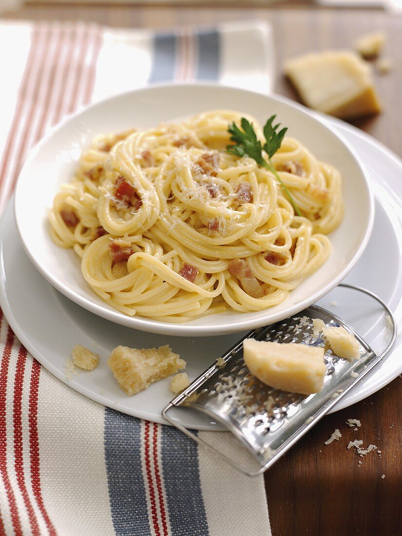 Spaghetti Carbonara auf Teller