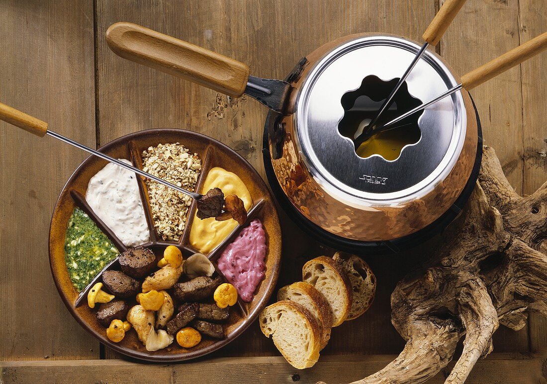 Hunt-Style Fondue with Game & Chanterelles
