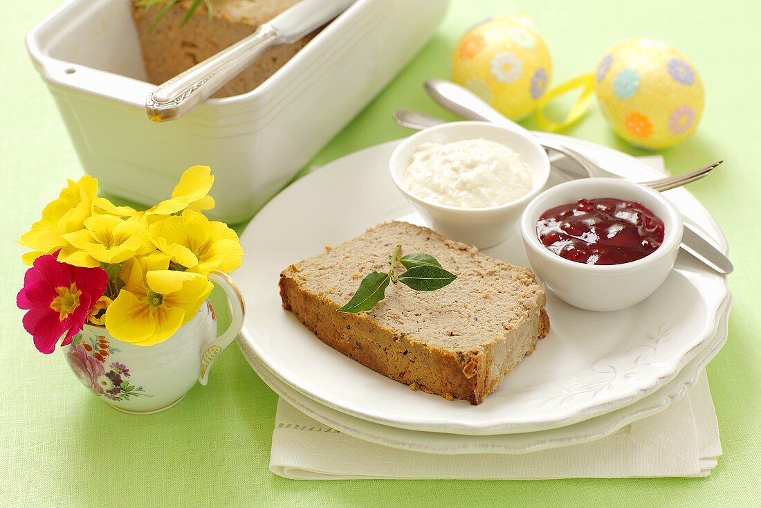 Easter meat loaf with cranberry and horseradish sauce