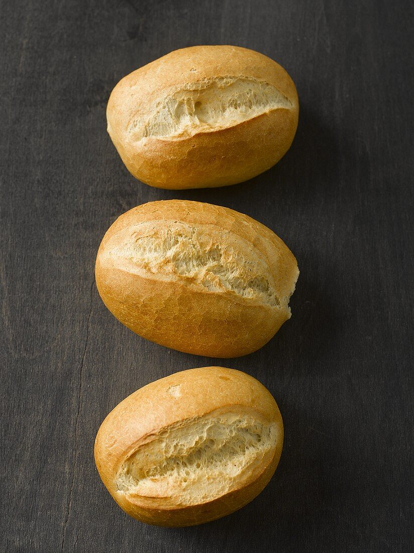 Three bread rolls (seen from above)