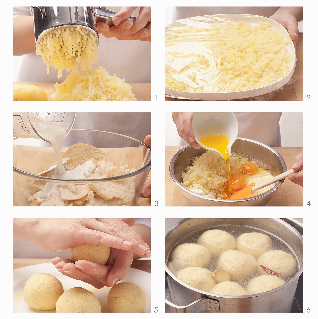 Potato and bread dumplings being prepared