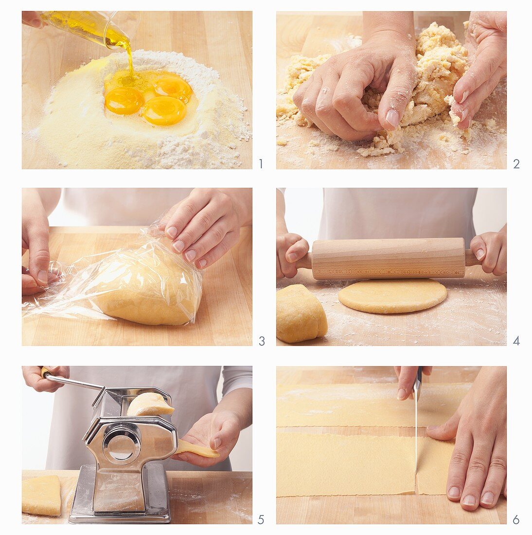 Pasta dough being made and rolled out