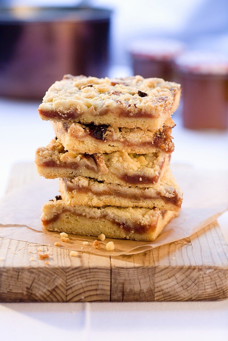 A stack of quince cake slices