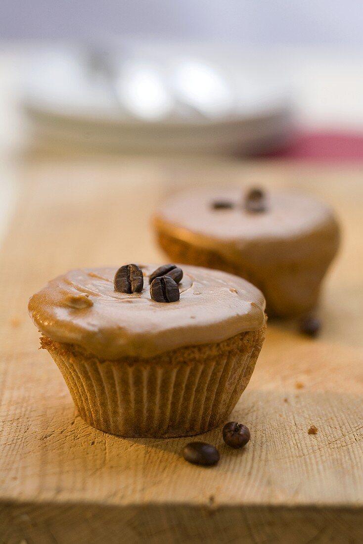 Cupcakes with mocha beans