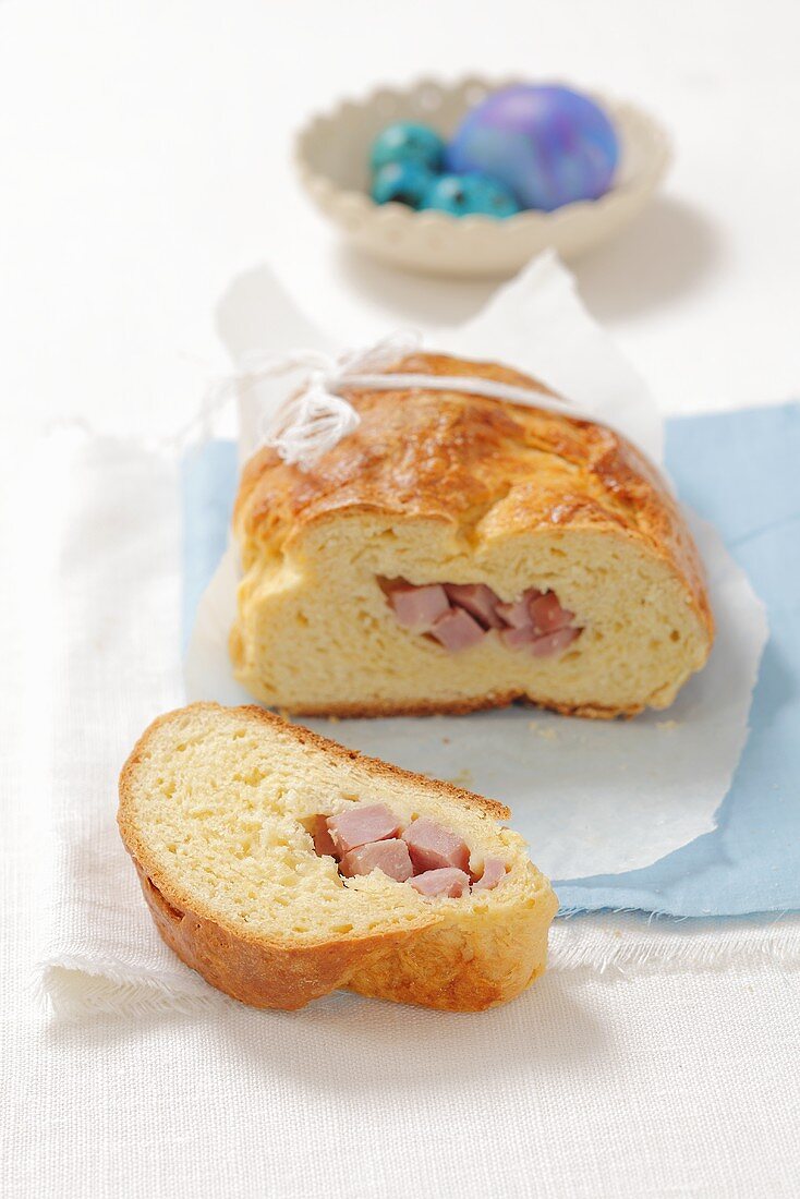 Ham filled bread