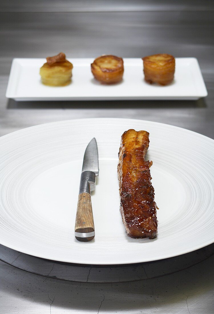 Caramelised pork belly with Anna potatoes