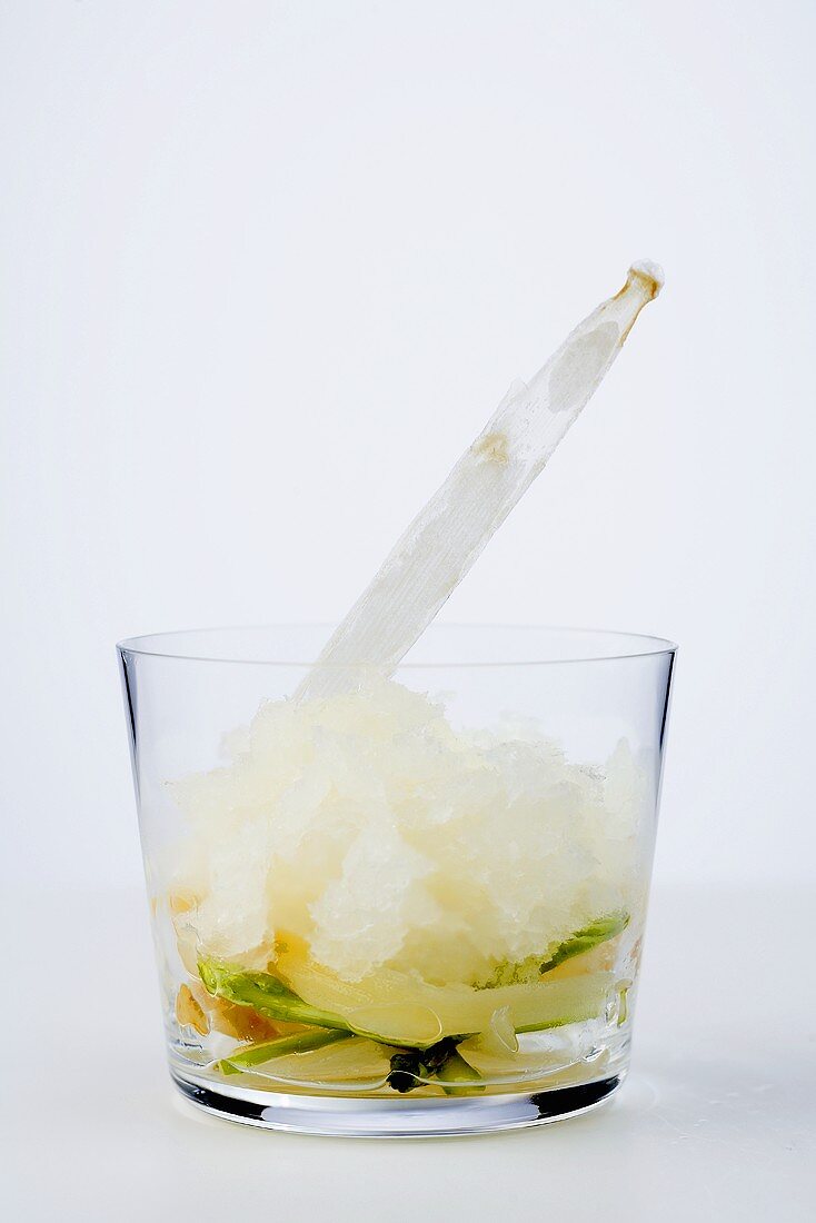 Champagne granita with candied asparagus