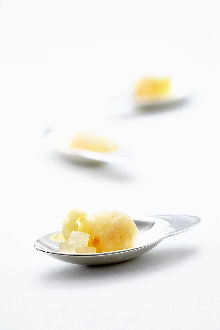 Langoustine tempura with lemon jelly
