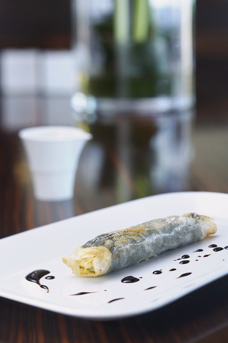 Roman salad and vegetables in rice paper