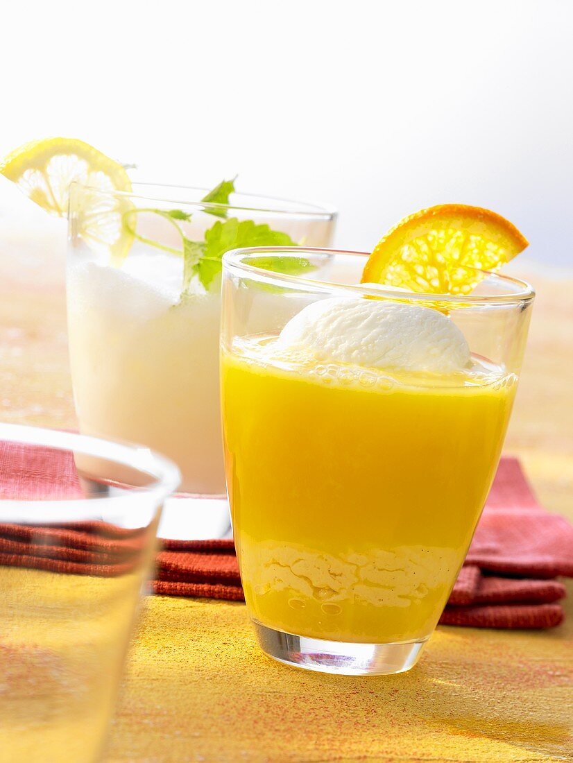 Flipper (orange juice and vanilla ice cream) and Sgroppino (lemon sorbet with Prosecco)