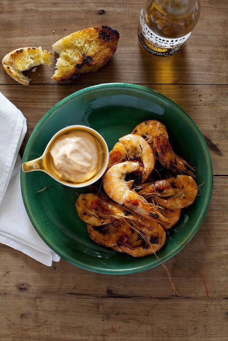 Grilled prawns with chilli mayonnaise