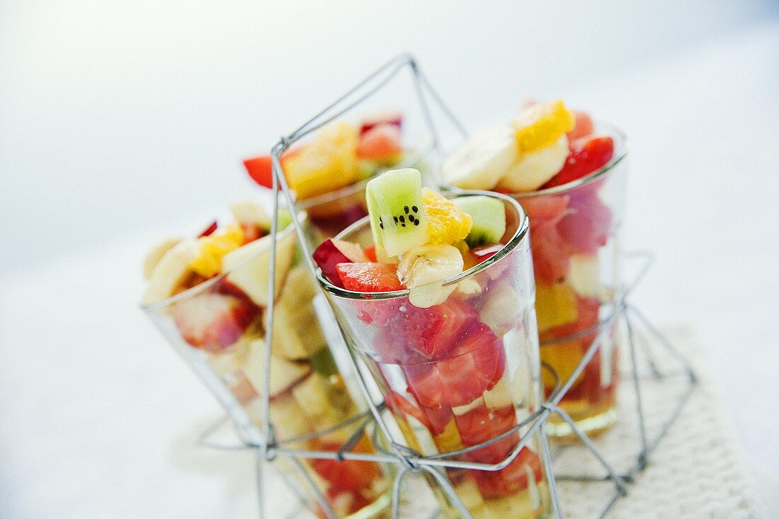 Fruit salad in glasses