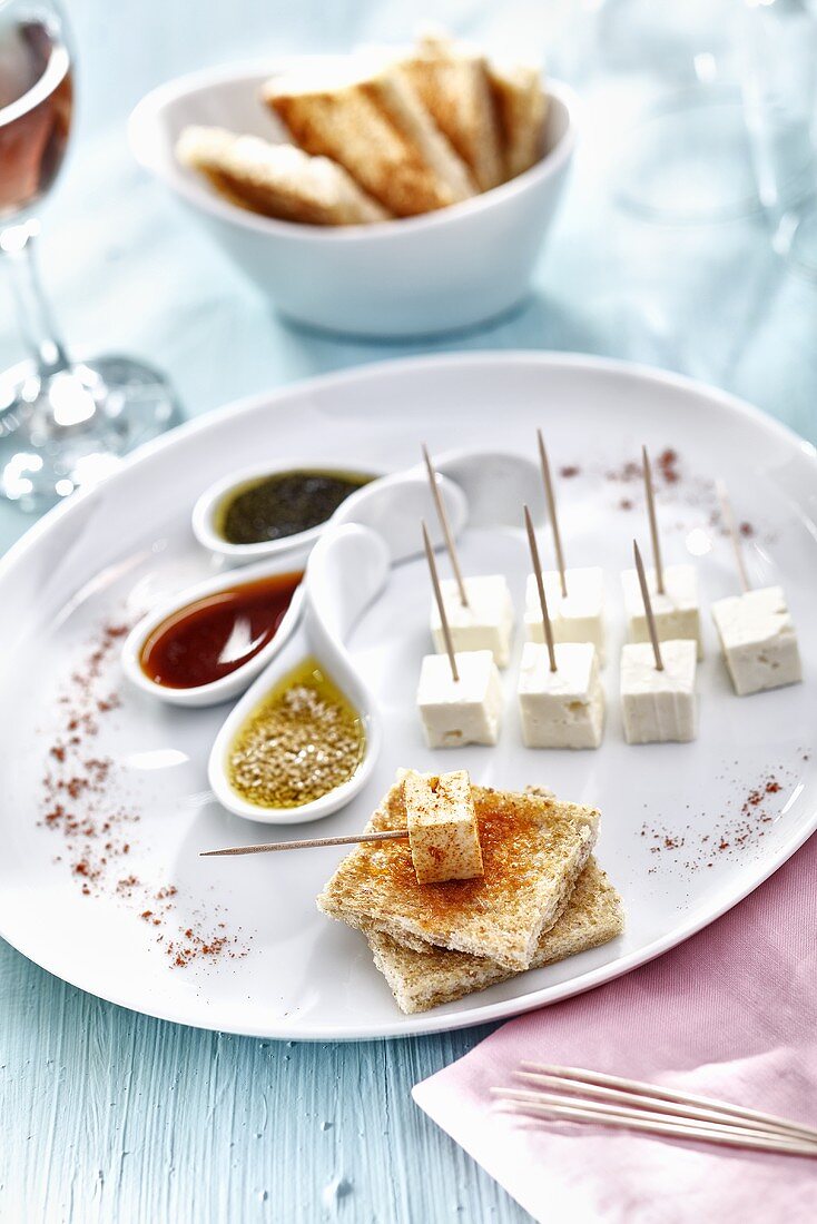 Feta sticks with dips