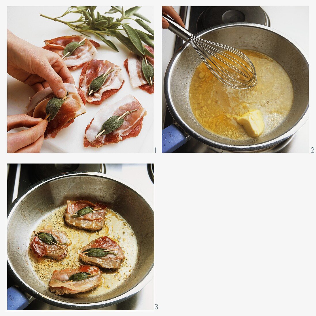 Preparing saltimbocca