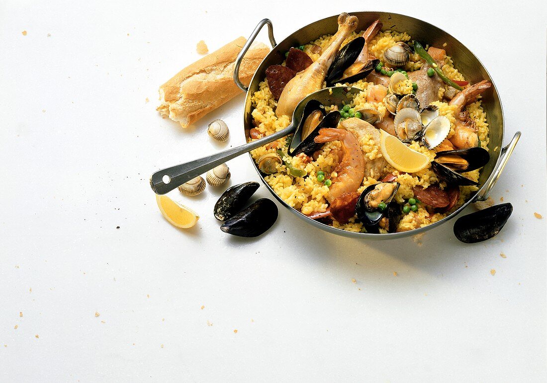 Paella in a Serving Pan