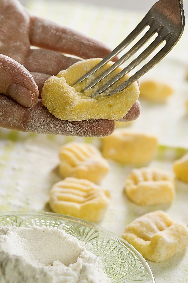 Potato gnocchi being made