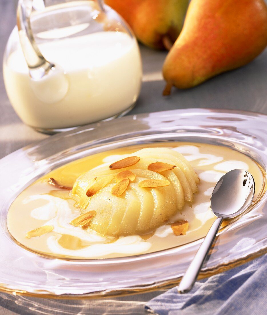 Steamed pears in buttermilk caramel