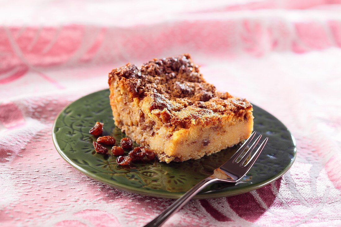 A slice of banana pudding cake