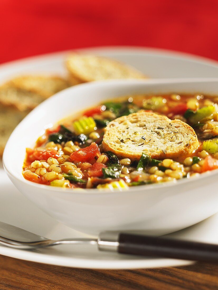 Minestrone with grains of corn