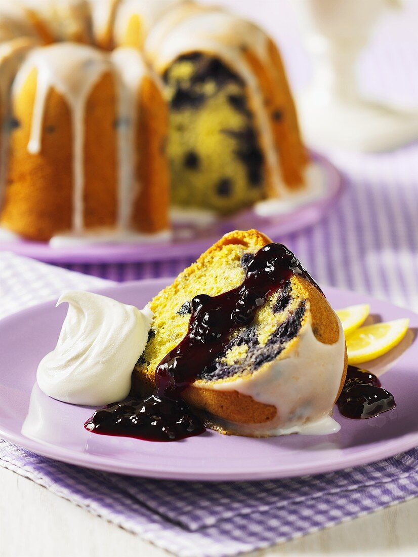 Lemon and berry Bundt cake with icing