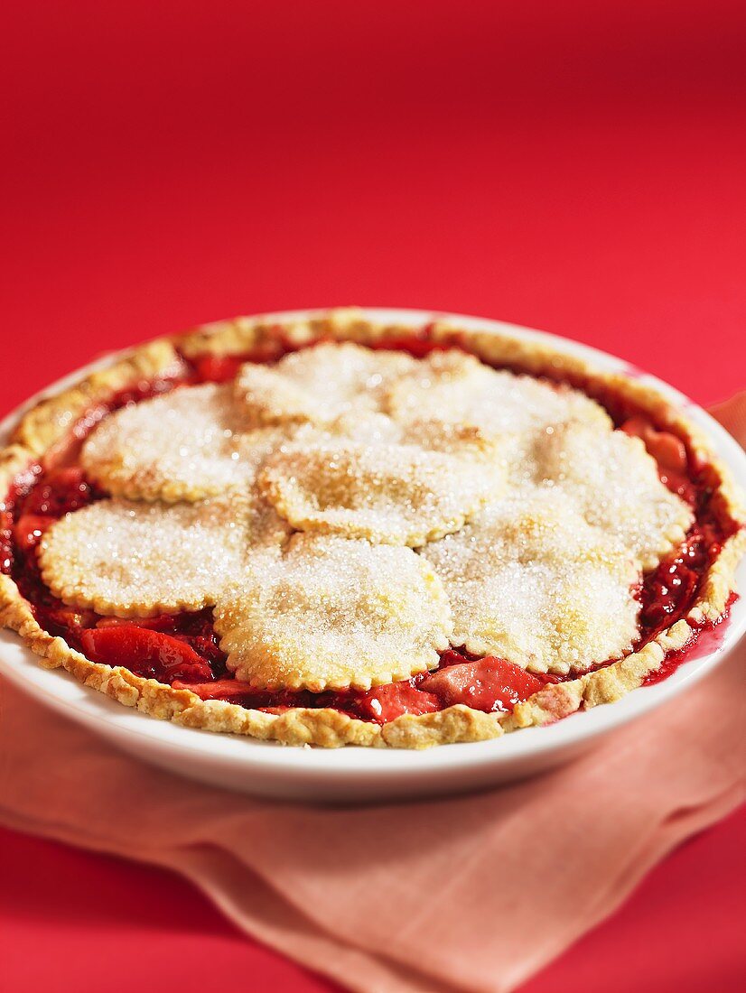 Apple pie with raspberries