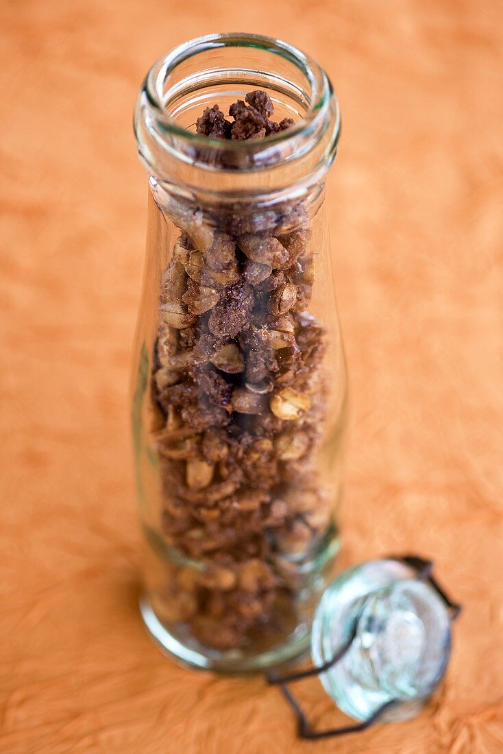 Roasted peanuts in a storage jar