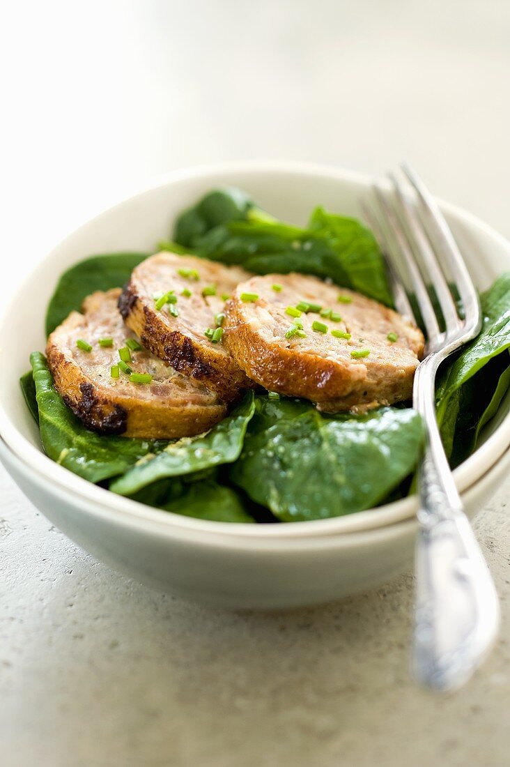 Duck pate with spinach