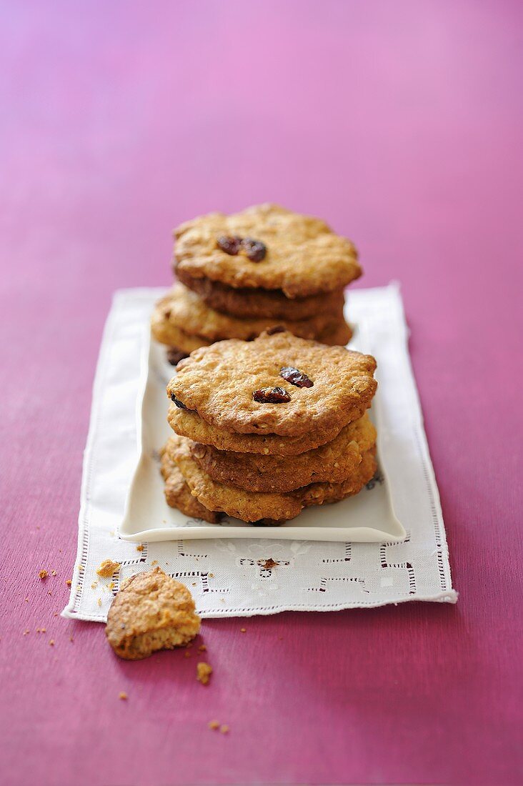 A stack of cranberry and bran biscuits