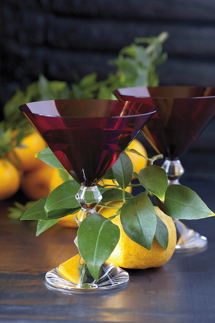 Sangria in a red stem glass
