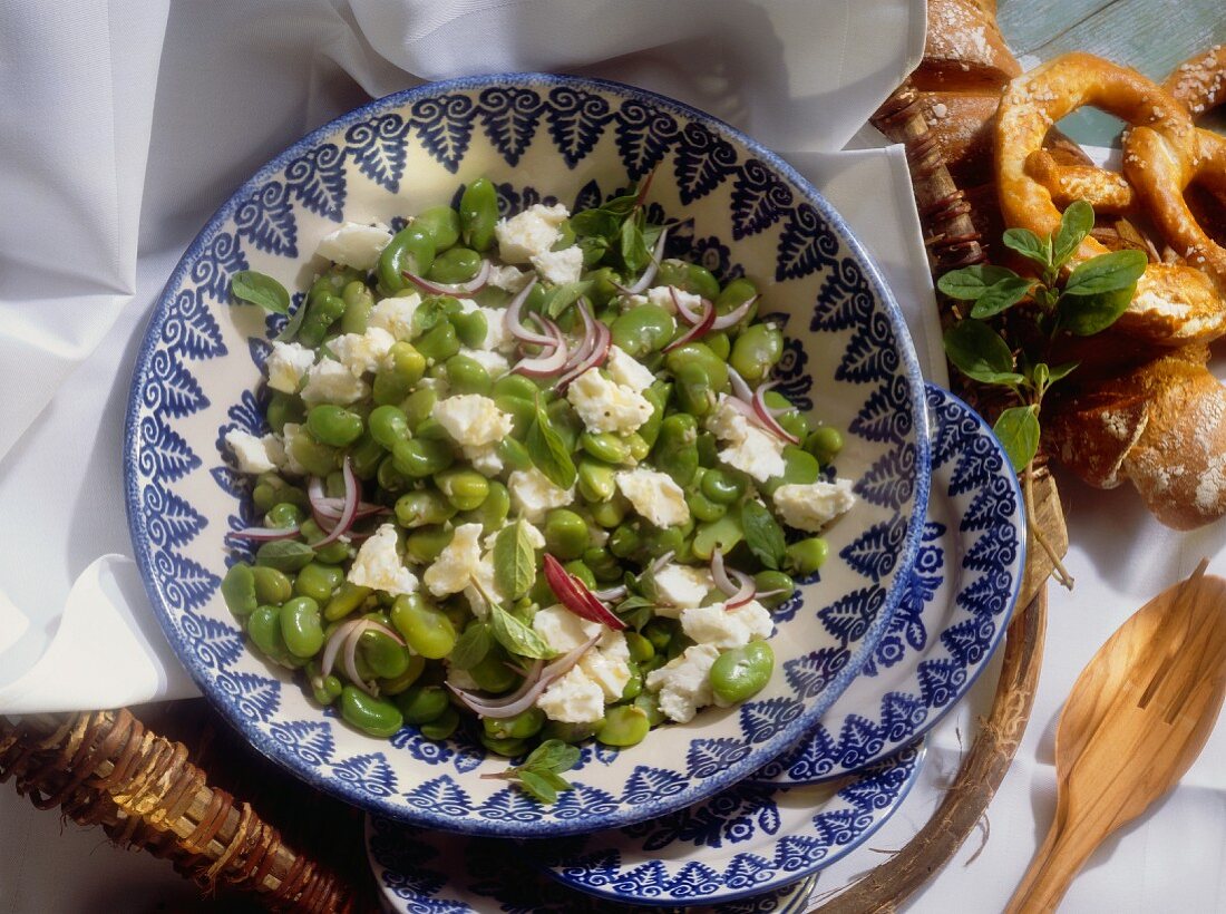 Broad Bean Salad with Feta and Red Onions
