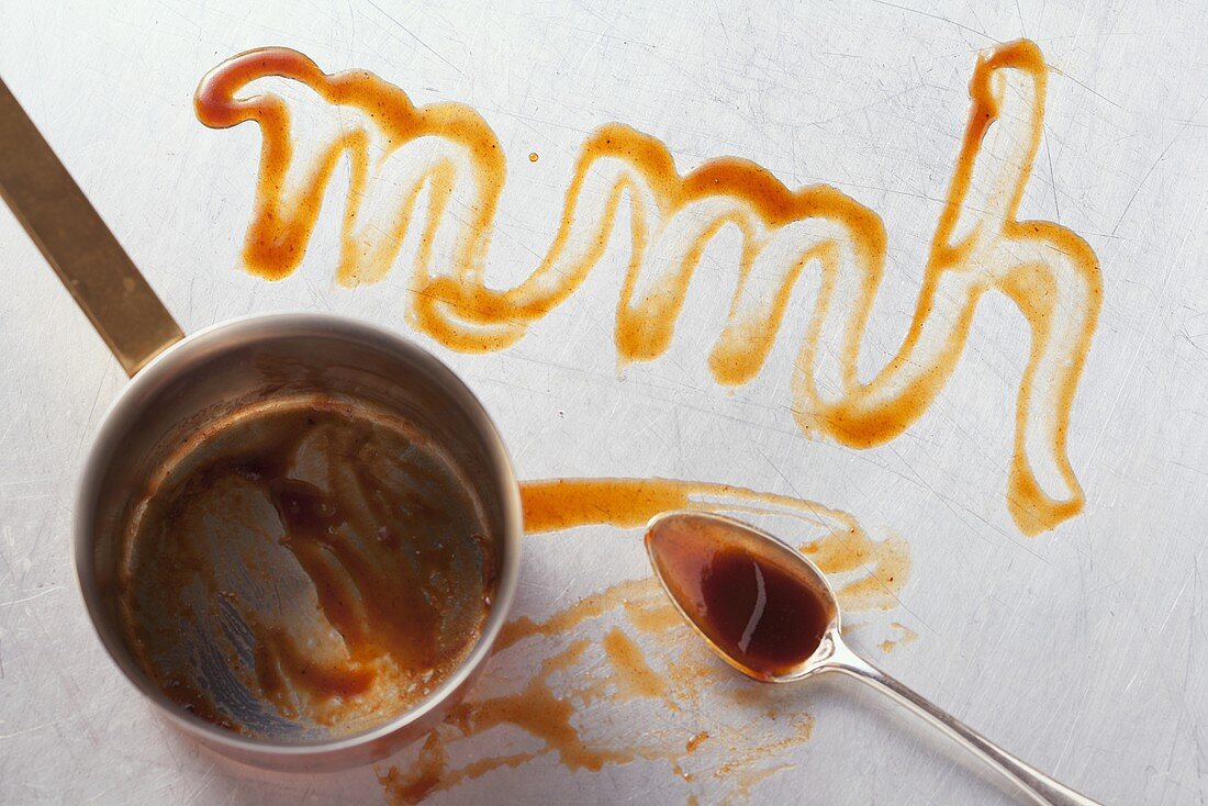 'mmh' written in dark gravy