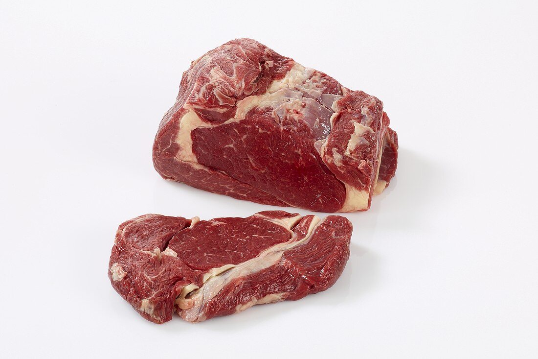 Rib roast and steak from rib-eye steak