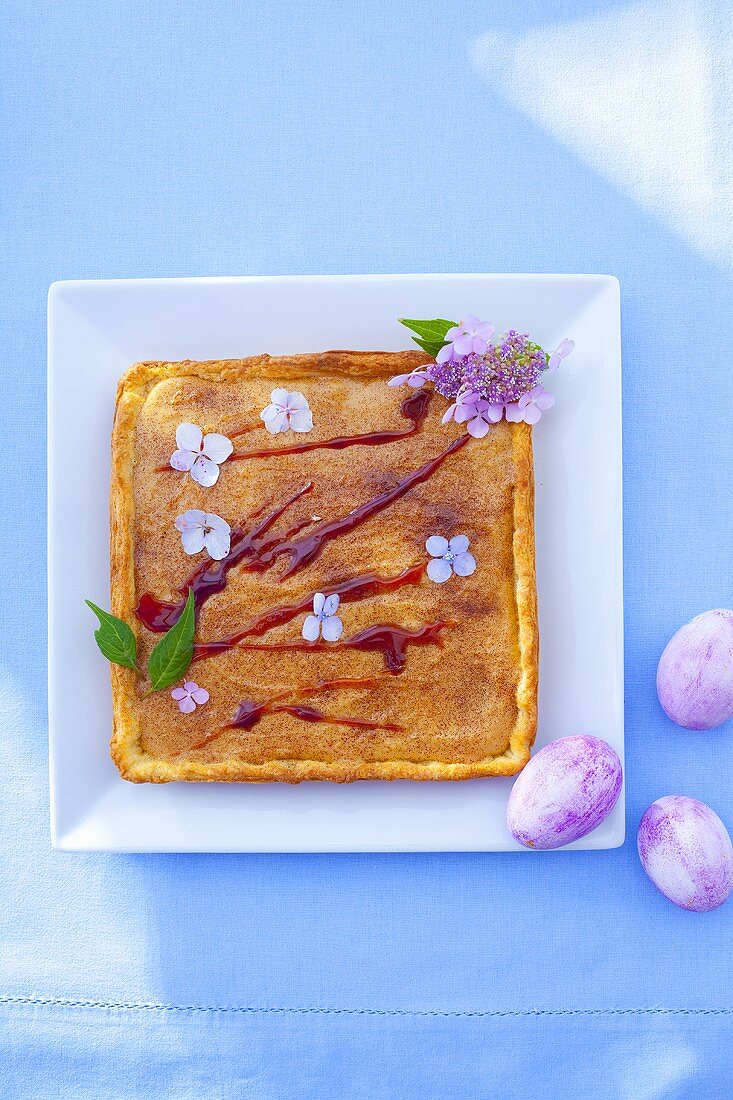 Mazurek (Polish Easter cake) with honey and almonds