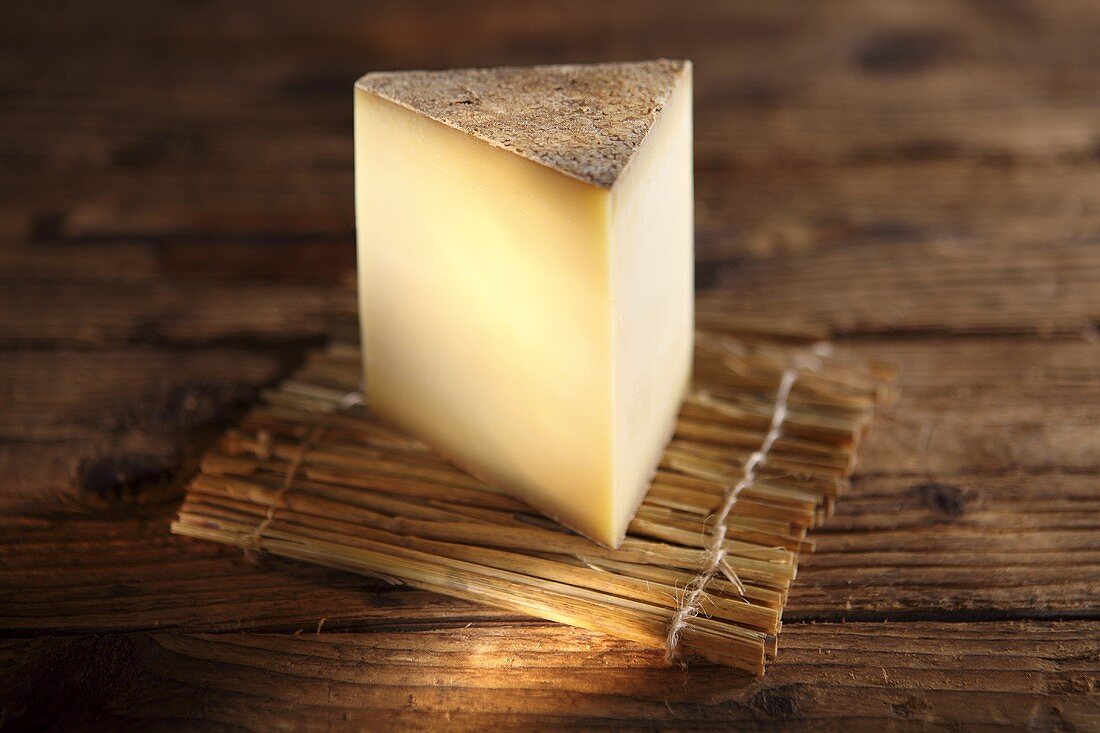 A slice of Greyerzer, Swiss hard cheese