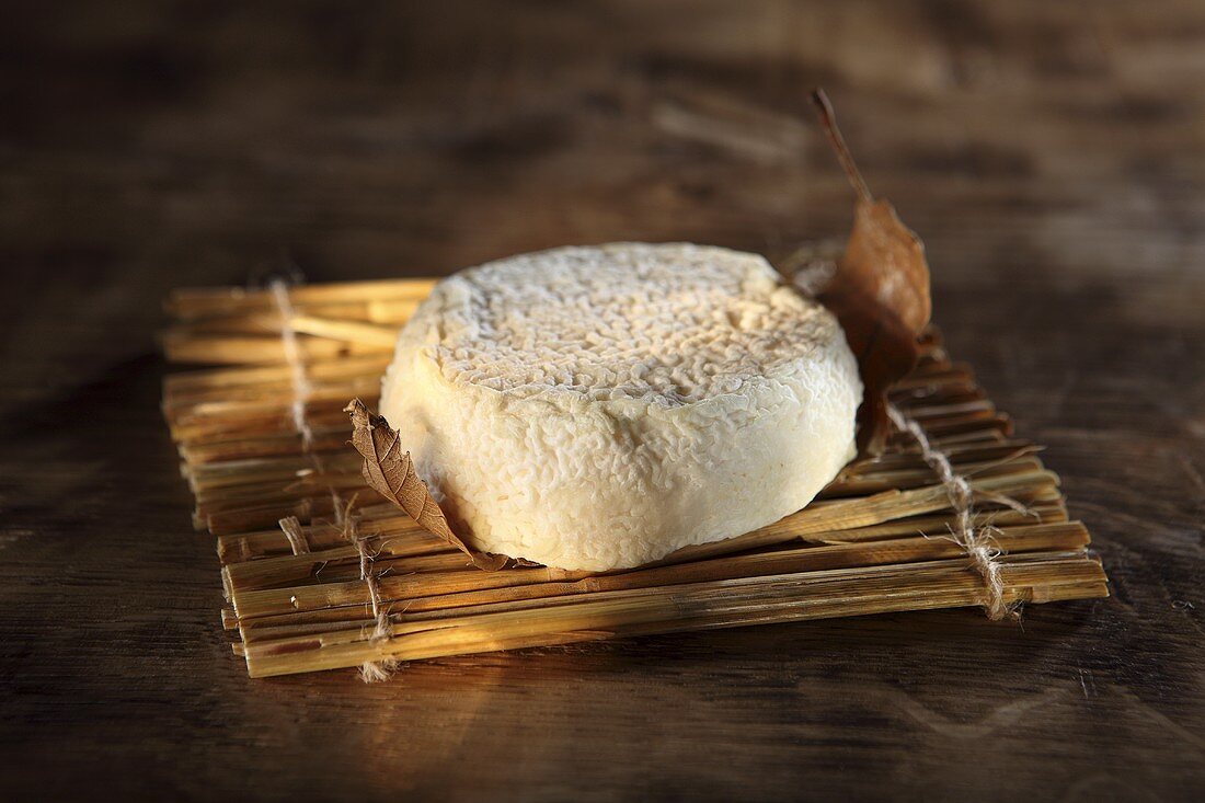 Mothais sur Feuille, French soft cheese made of raw goat's milk on a chestnut leaf