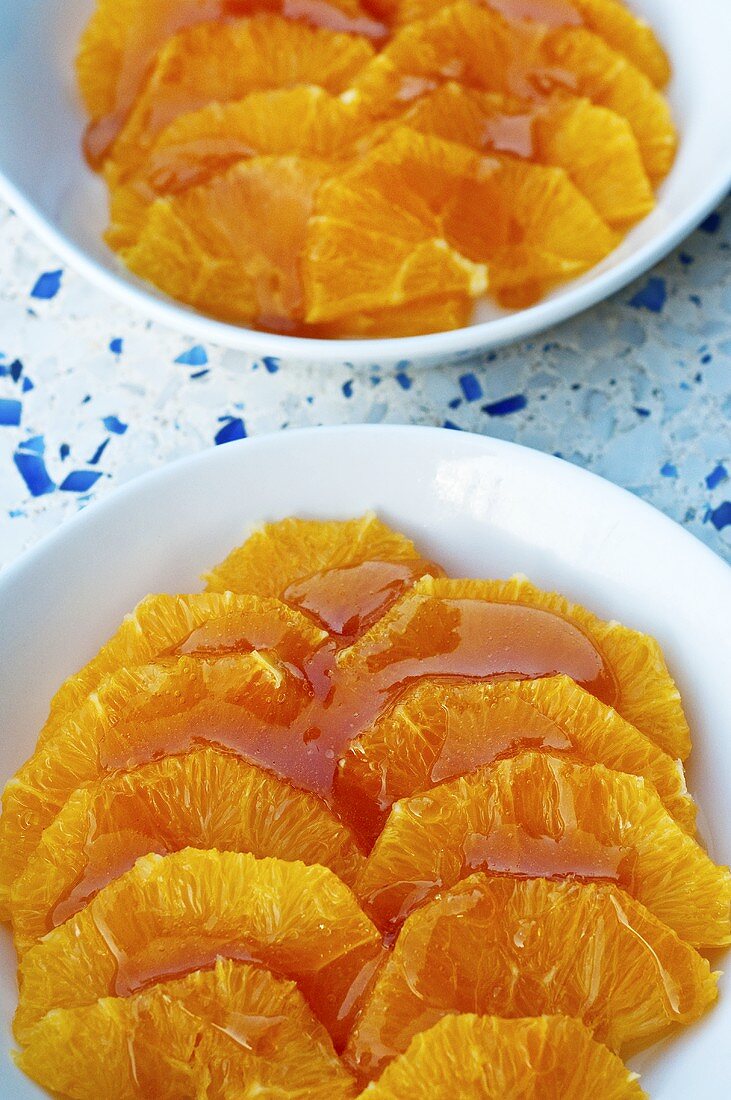 Orangenscheiben mit Karamellsauce