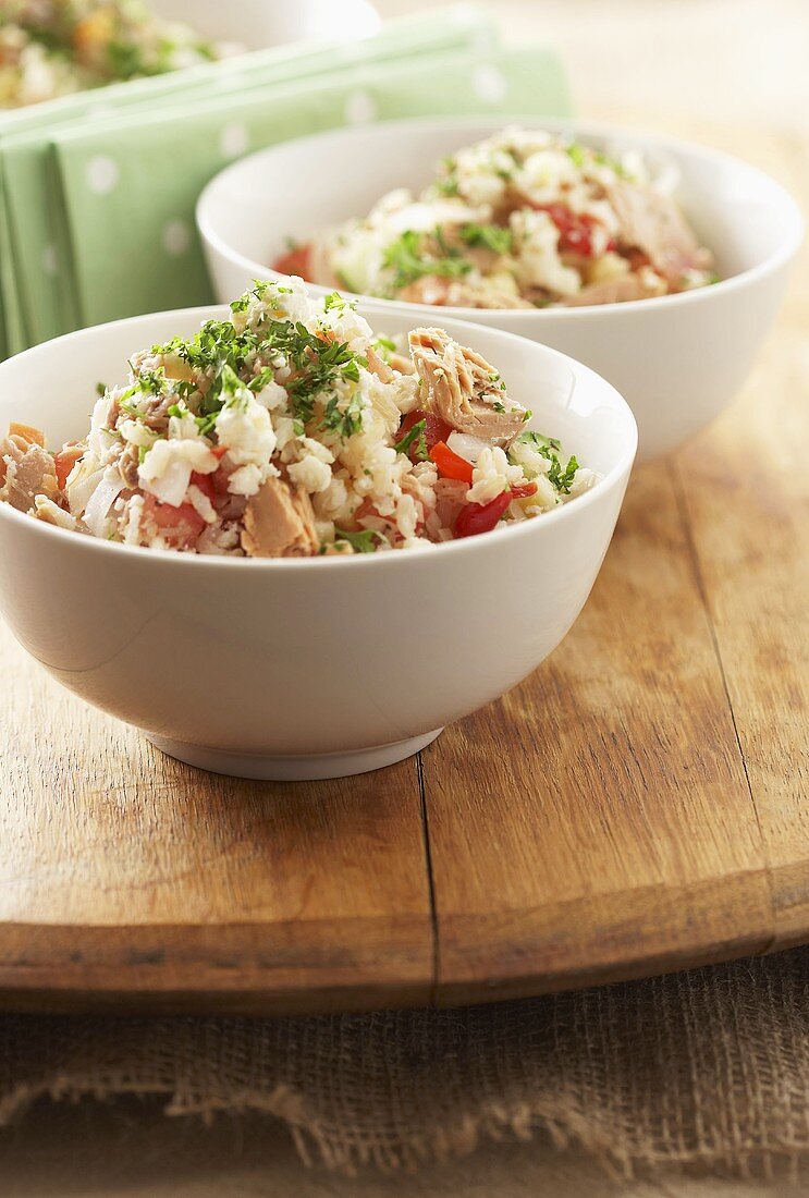 Reissalat mit Thunfisch