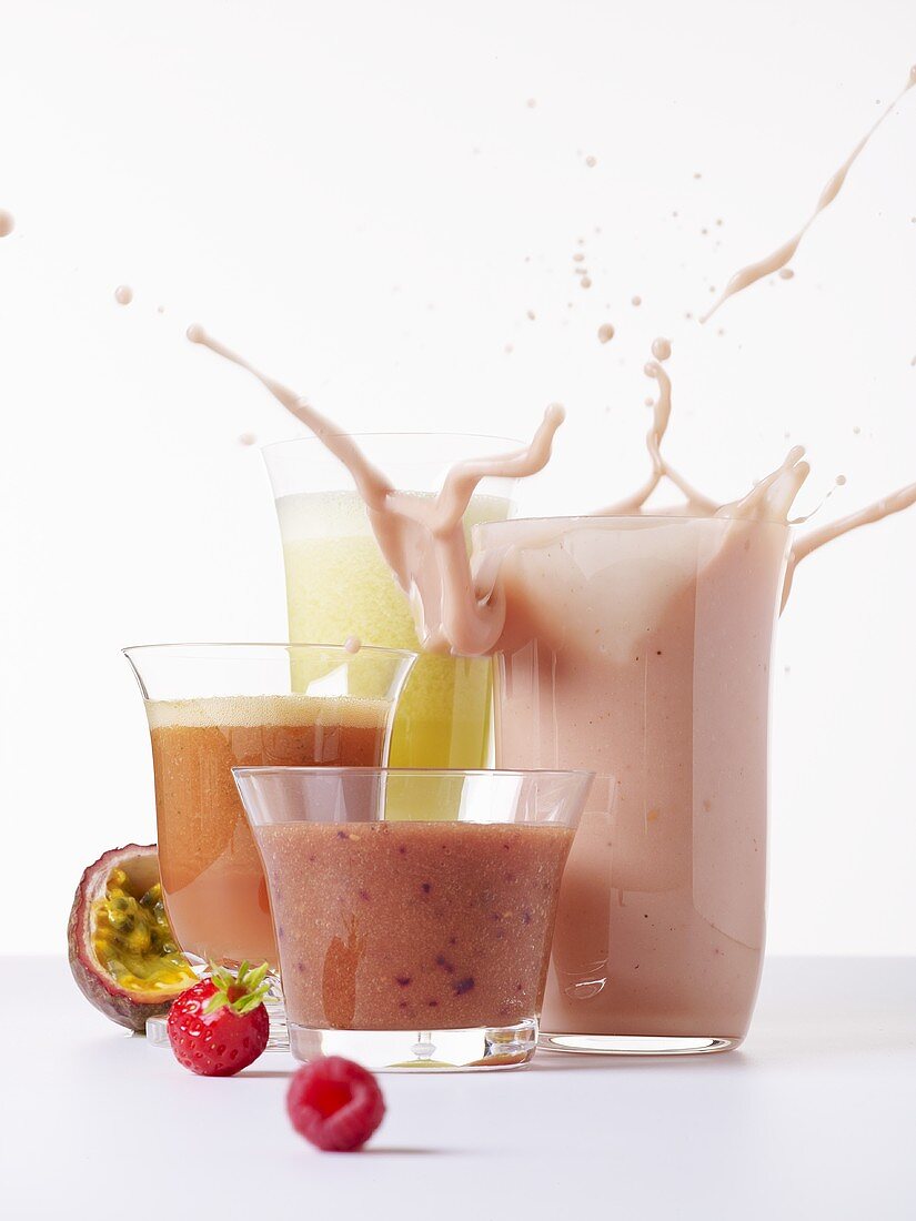 Assorted Smoothies with a splash