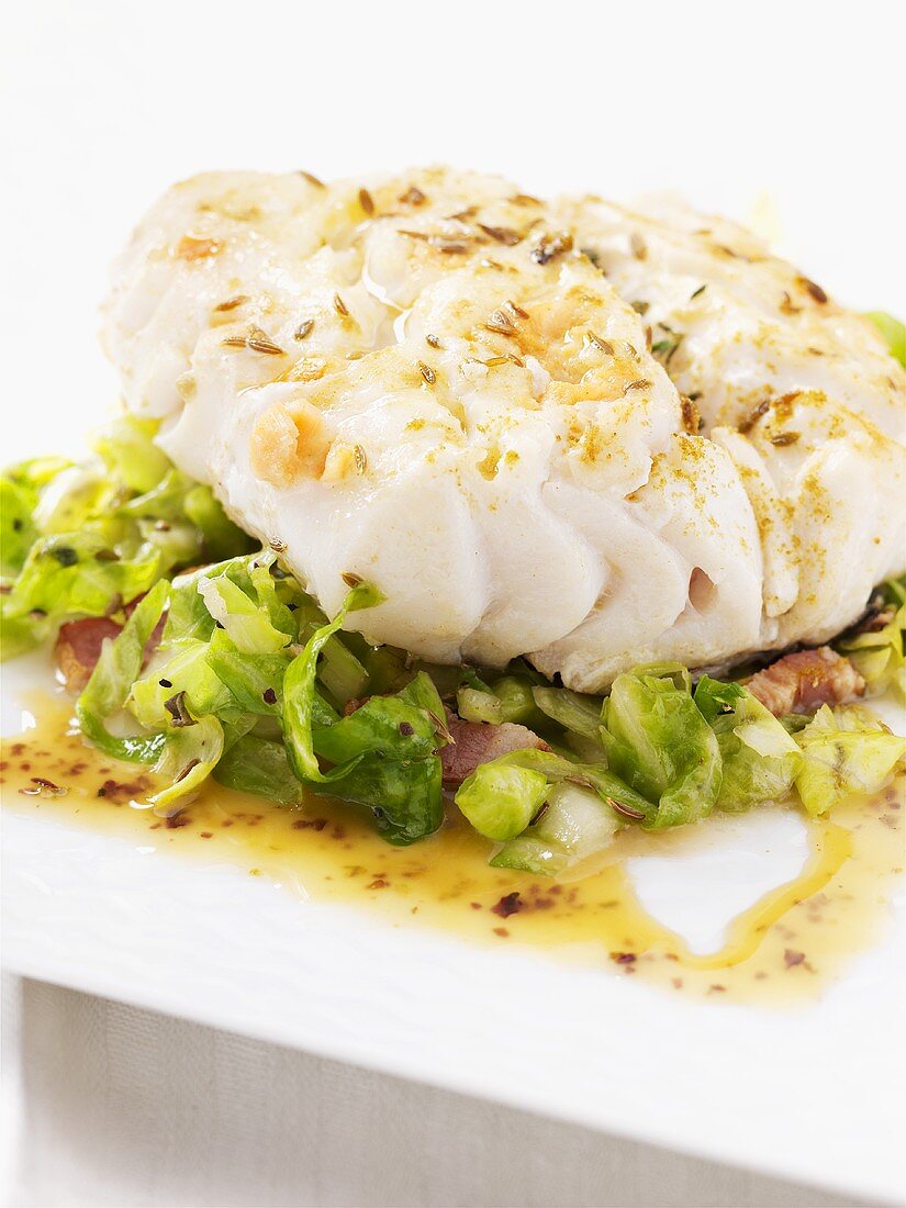 Cod fillet on cabbage