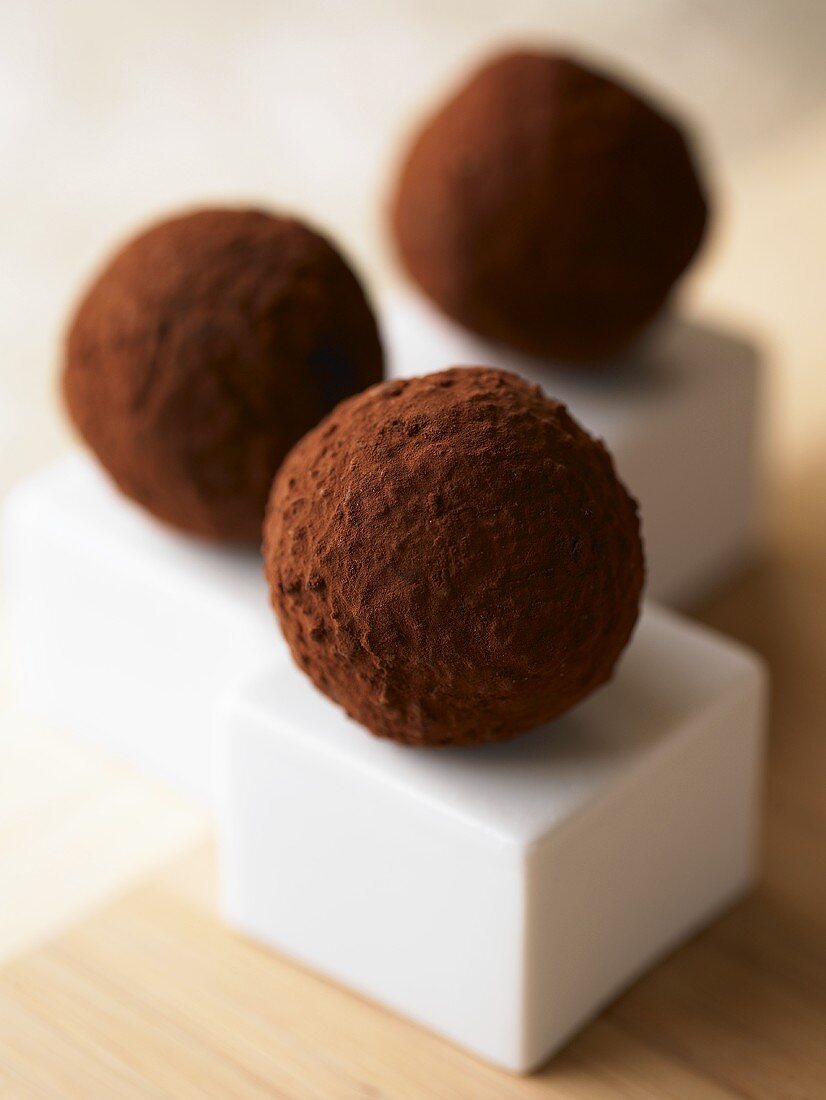 Three chocolate truffles