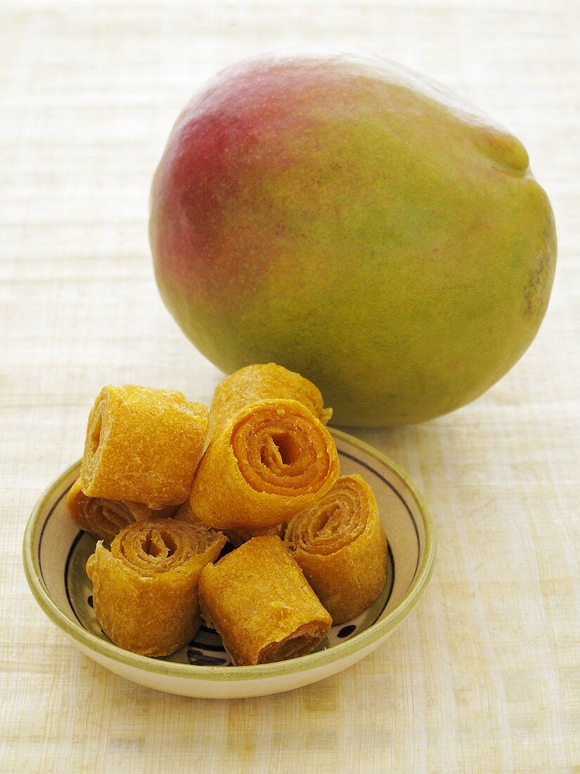 Mango and dried mango in a dish