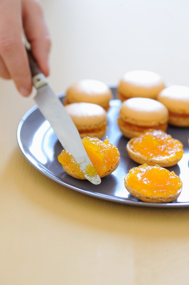 Macaroons with passion fruit pulp