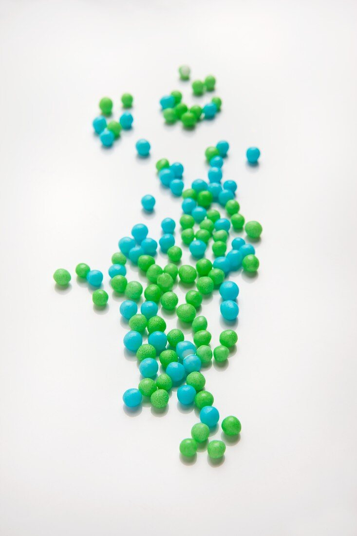 Green and blue sugar beads
