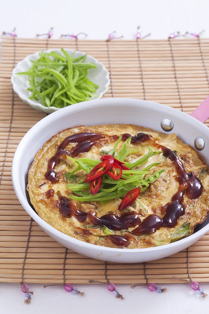 Rice omelette with chilli