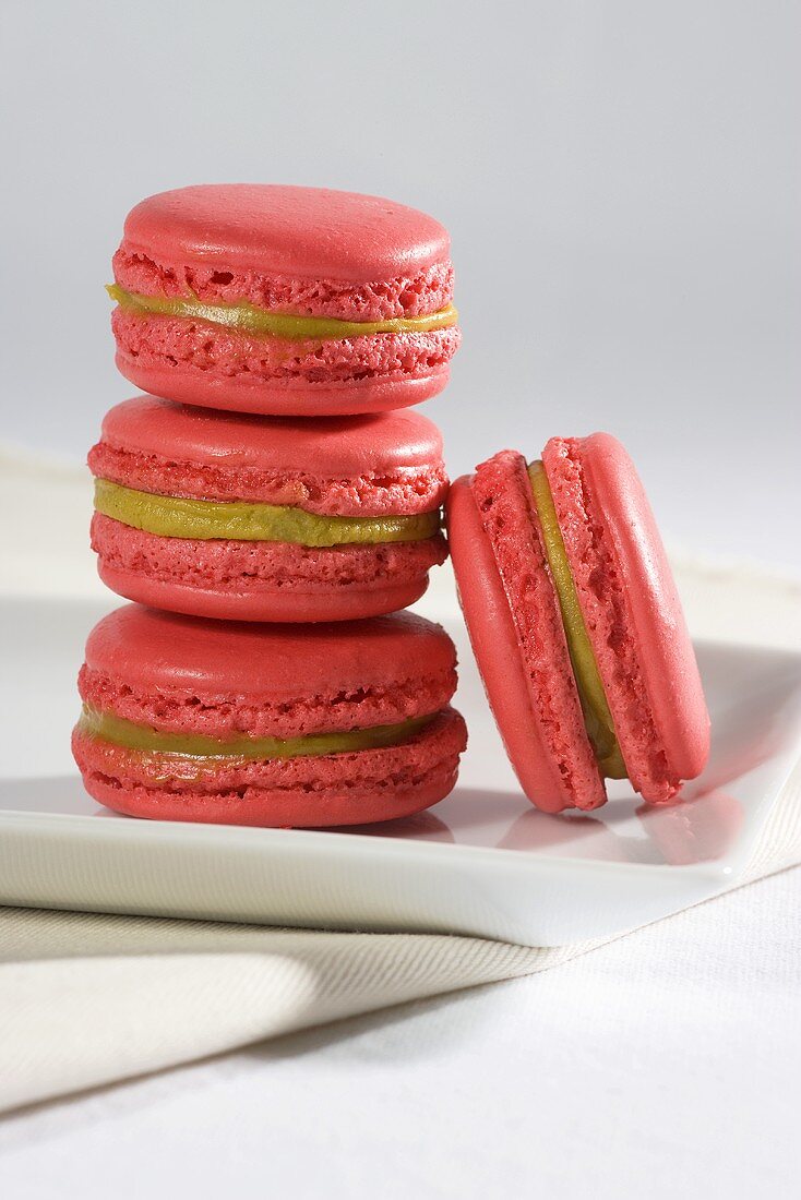 A stack of pink macaroons