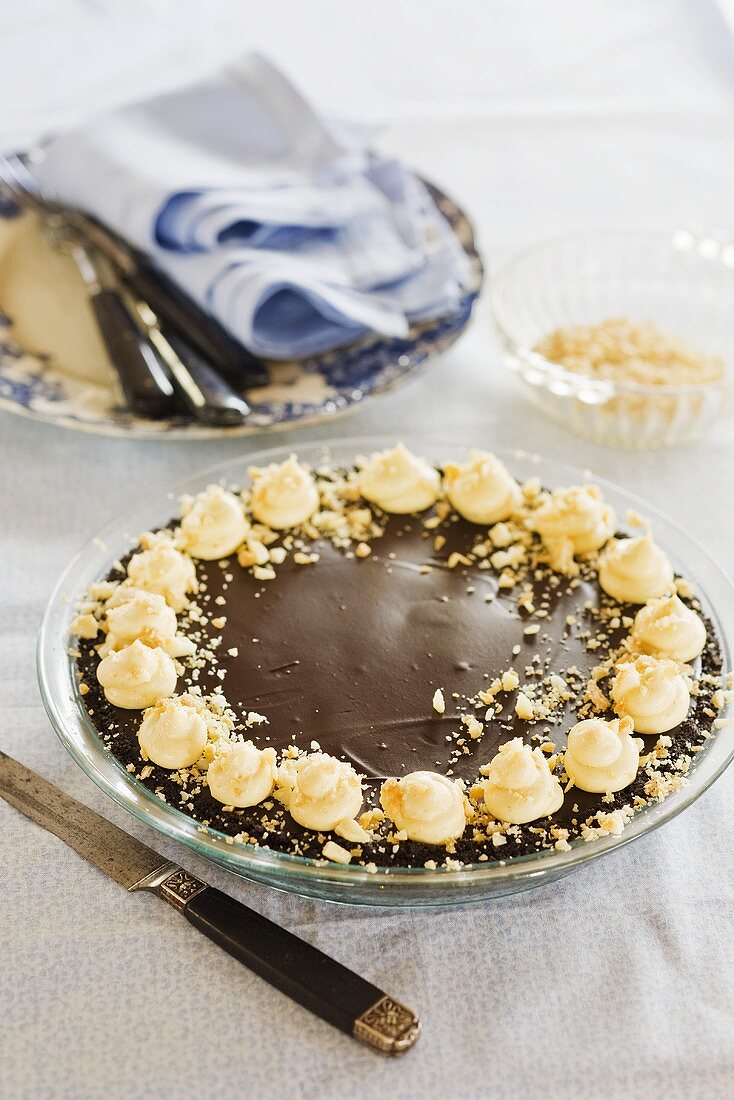Chocolate and peanut butter pie