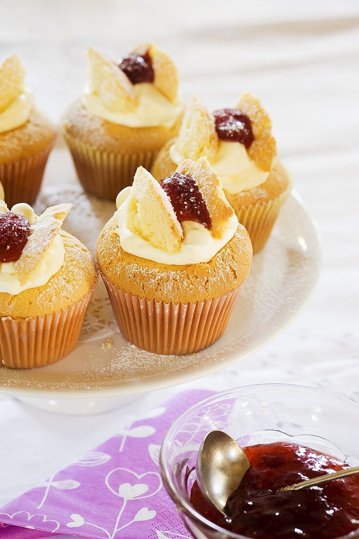 Butterfly cupcake with jam